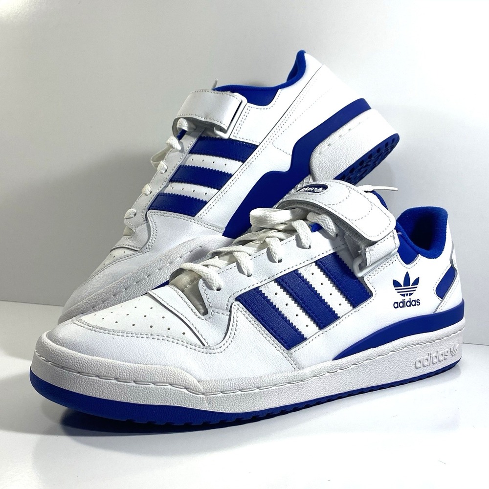 Adidas Mens Size 12.5 Forum Low White Blue Sneakers FY7756 Retro Basketball